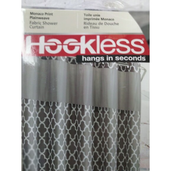 Hookless 71 in. x 74 in. Shower Curtain Monaco Print Plain Weave New - Picture 5 of 8